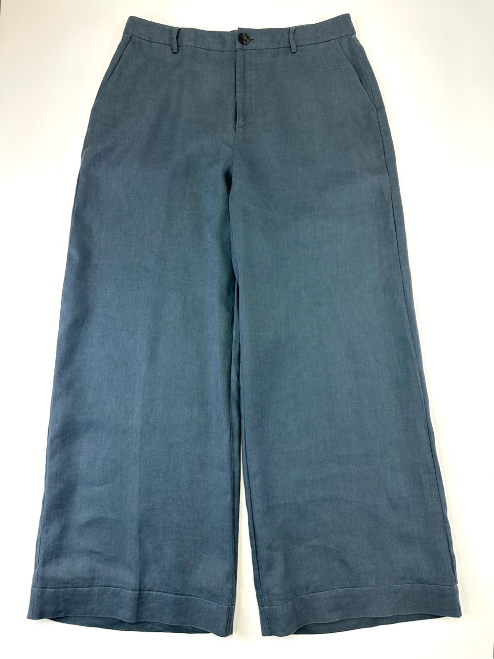 Part Two Womens 40 Dove Grey Linen Wide Leg High Rise Trousers Pan Quiet Luxury
